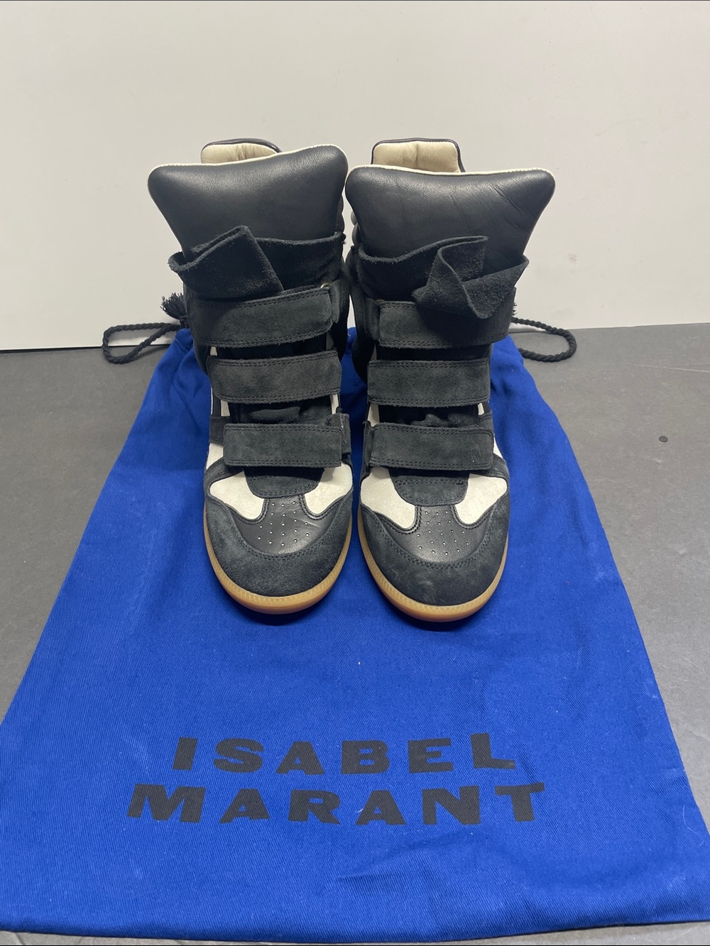 Isabel Marant bekett suede calfskin leather wedge sneakers - Picture 2 of 7